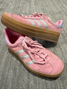 Adidas Gazelle Bold J True Pink Silver Sneakers Big Kids 6 Women’s 7